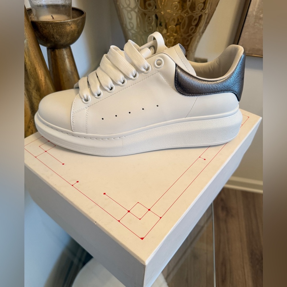 Alexander McQueen White Sneakers with Metallic Heel
